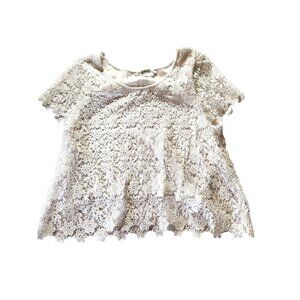 American Rag Blouse Cream Lace top floral boho fairycore grannycore cottagecore